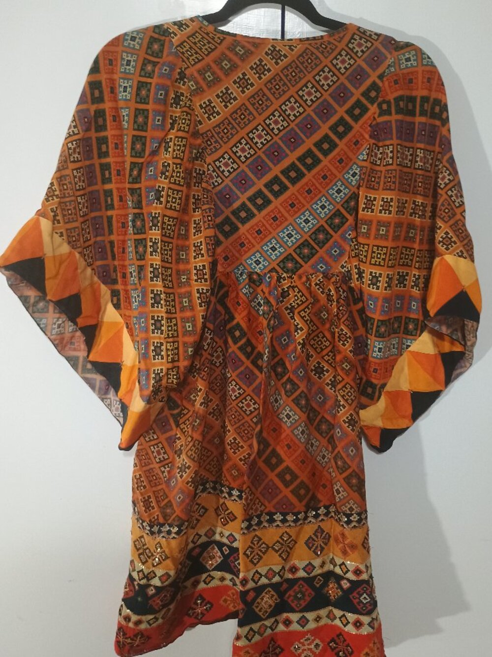 Tanvi Kedia Anthropologie Boho Geometric Print Tassel Mini Dress Size Small - Picture 3 of 10